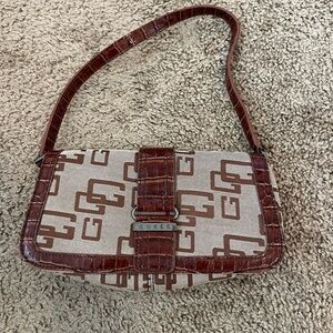 Vintage Guess Y2K  Shoulder Bag Purse Logo Crocodile Brown